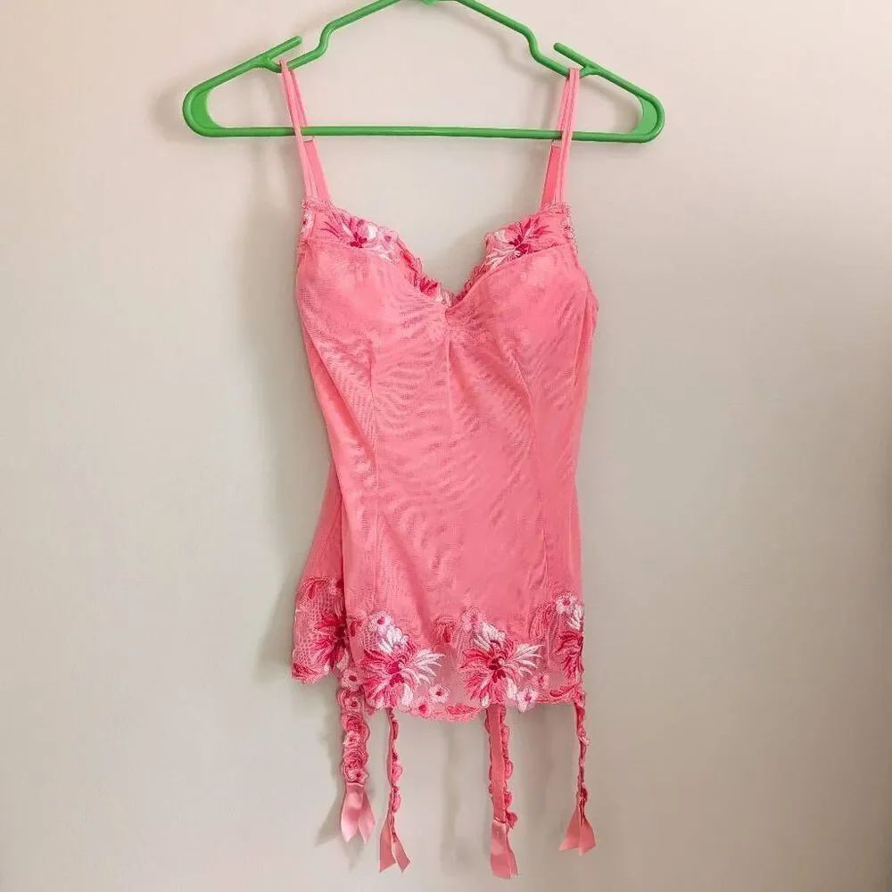 NWT La Senza Pink Floral Bustier Chemise Lingerie